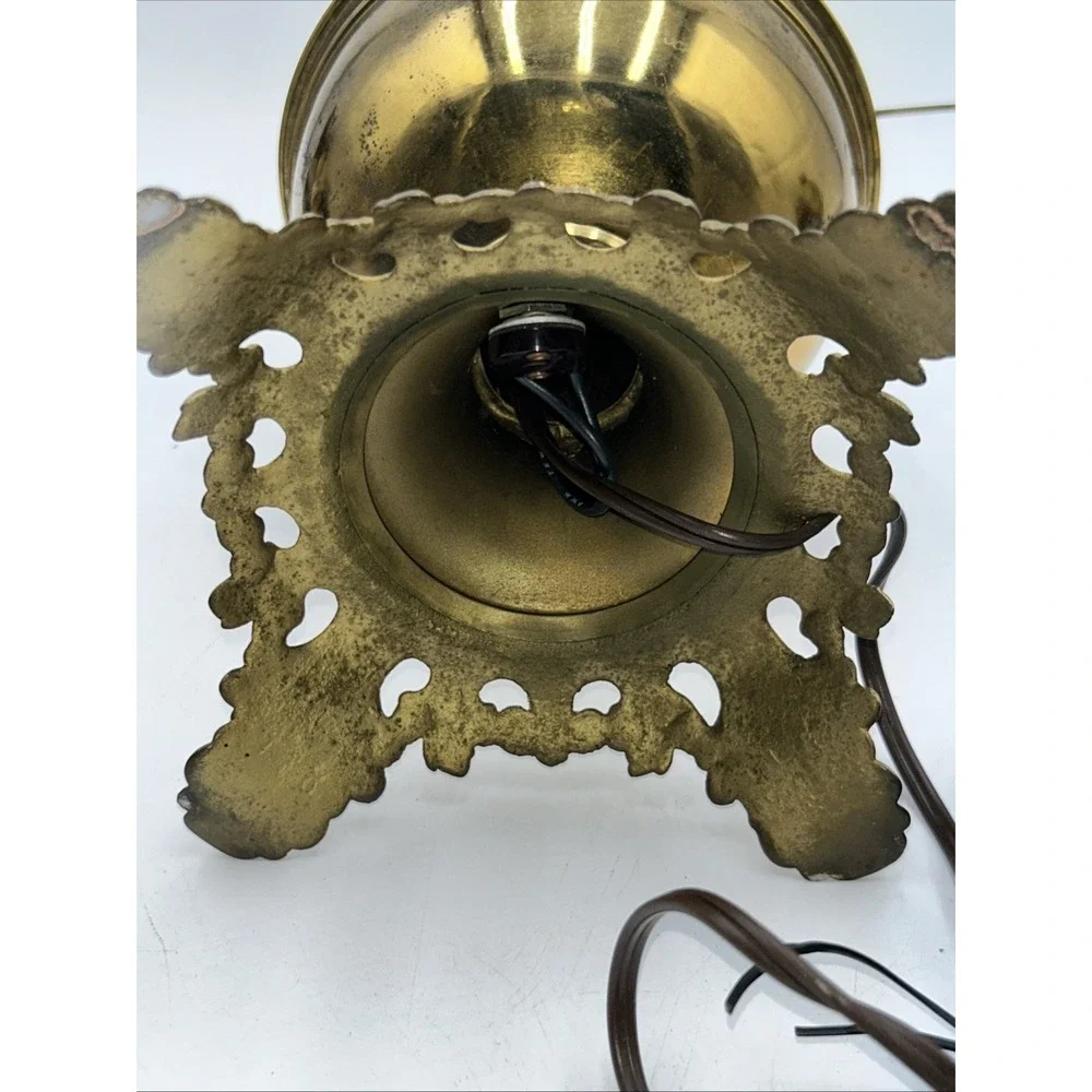 Antique Electrified Bradley & Hubbard Oil Lamp Made In USA Fleur de Lis